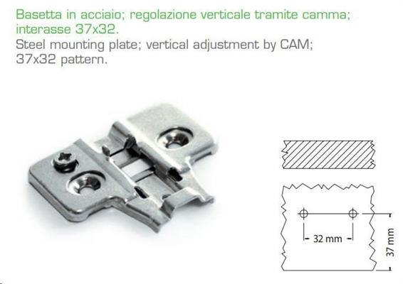 BASETTA REGOLABILE PER CERNIERA AMMORTIZZATA