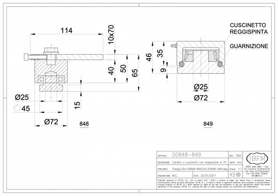 KIT CARDINE INFERIORE E SUPERIORE DA 70